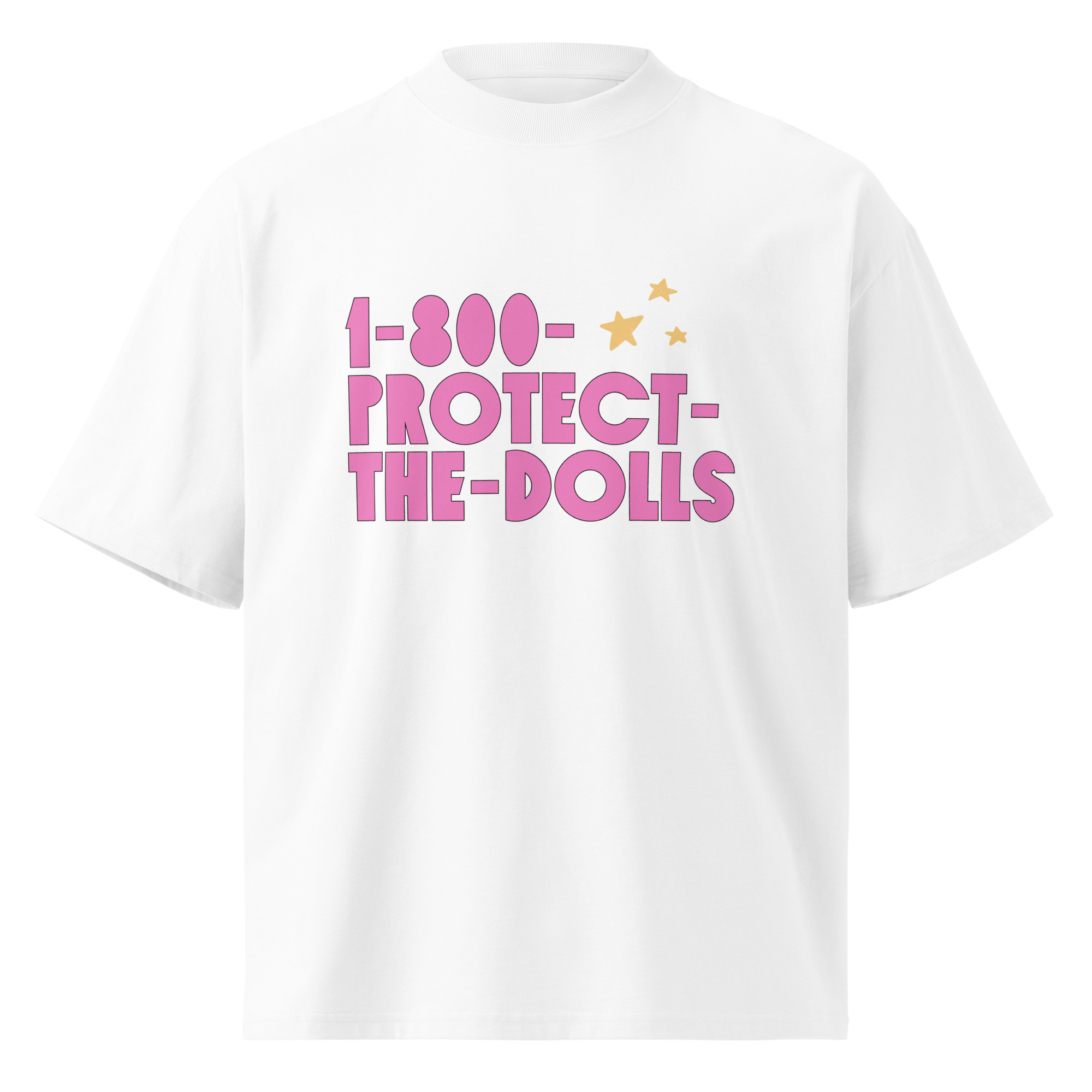 Oversized high neck Protect the Dolls t-shirt — White